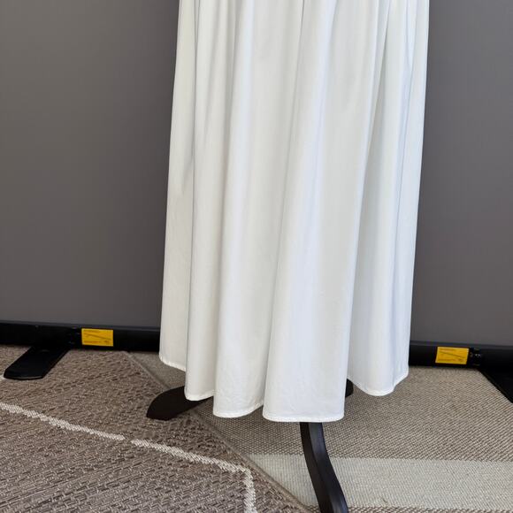 Bumpsuit white maternity maxi dress - spaghetti strap - nylon spandex - size L - Picture 6 of 14